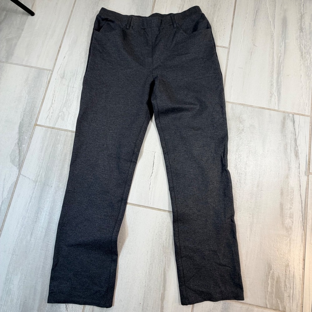 Quince Ultra-Stretch Ponte Straight Leg 4-Pocket Pants Charcoal Gray Womens L